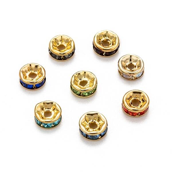 Brass Rhinestone Spacer Beads
