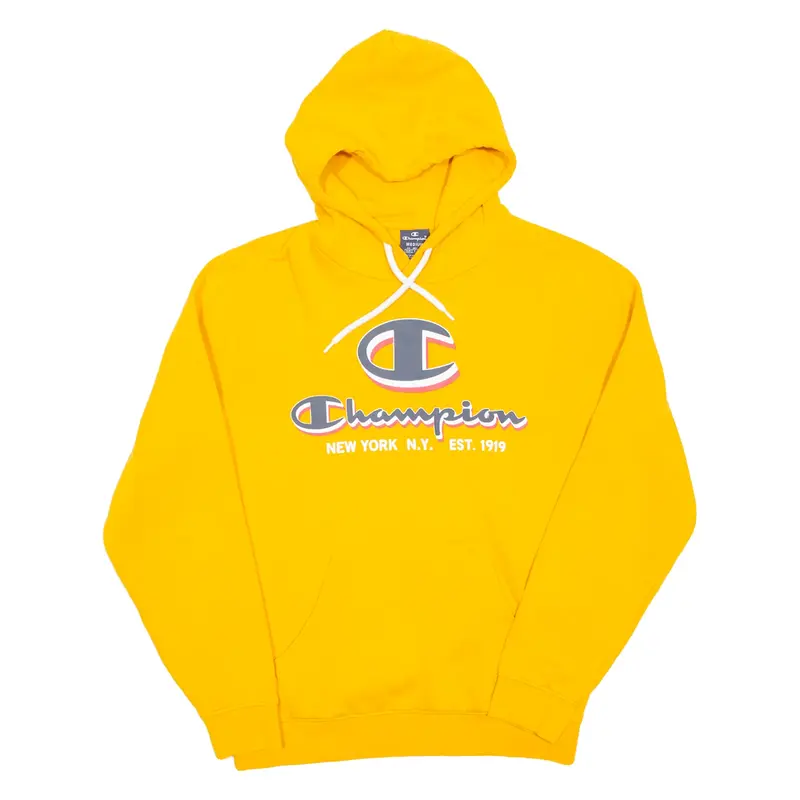 CHAMPION Womens Yellow Hoodie Pullover M