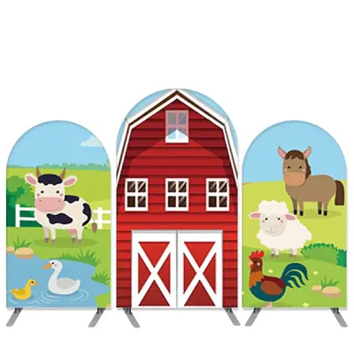 Aperturee Cartoon Farm House Theme Animals Birthday Arch Backdrop Kit | Chiara Wall Backdrop Diy | Round Arch Backdrop Cover ...