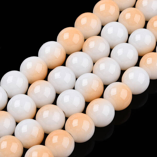 Two Tone Opaque Baking Painted Glass Beads Strands