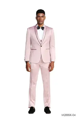 Tazio Men's Slim Fit 3-Piece Suit - Slight Sheen