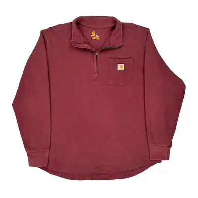 Carhartt 1/4 Zip - 2XL Burgundy Cotton Blend