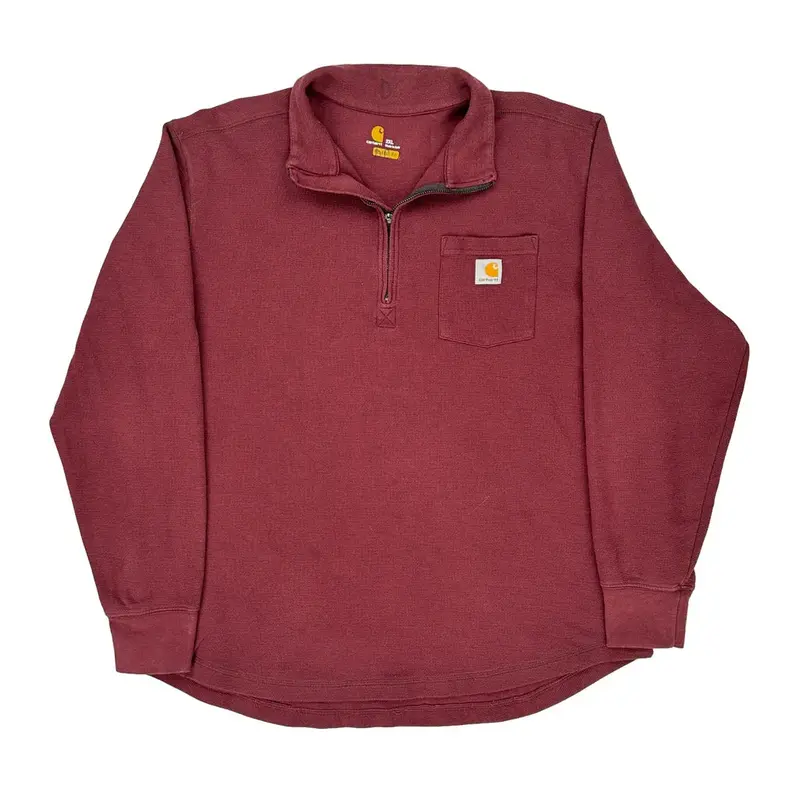 Carhartt 1/4 Zip - 2XL Burgundy Cotton Blend