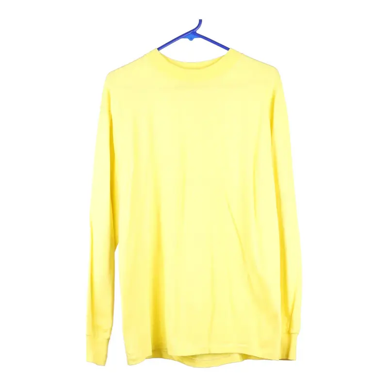 Hanes Long Sleeve T-Shirt - Large Yellow Cotton