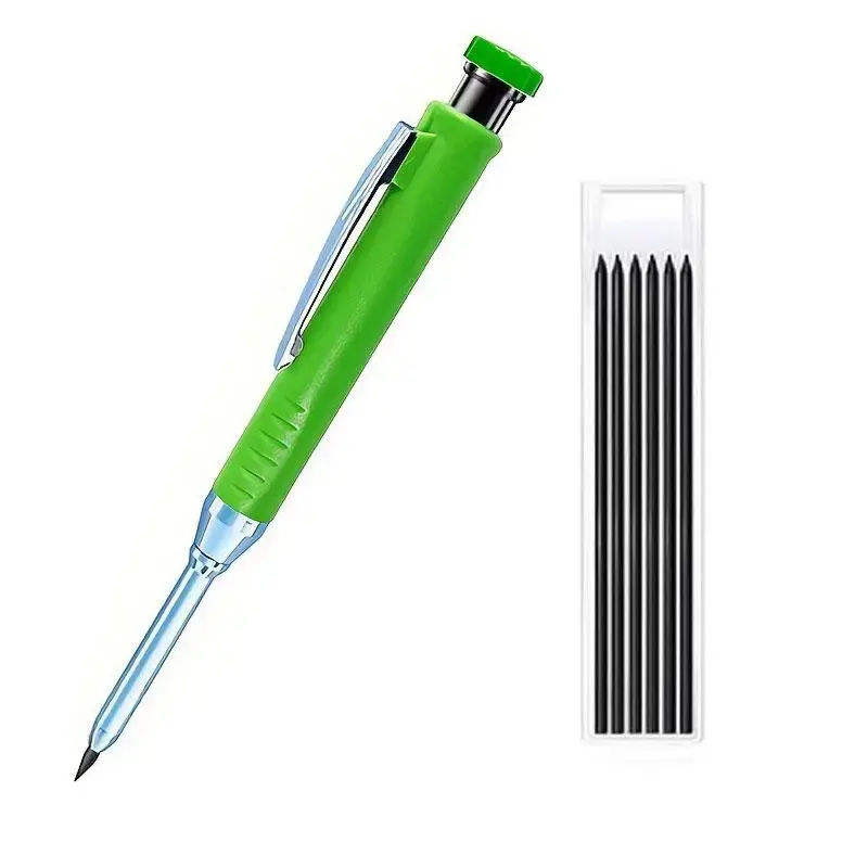 Solid Carpenter Mechanical Pencil & Lead Core (2 Counts/set), Long Head Carpenter Pencil with Sharpener, Stationery Supplies ...