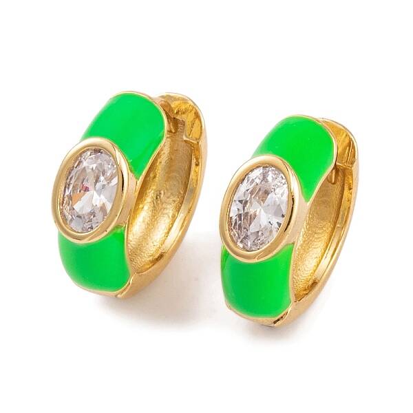 Rack Plating Brass Cubic Zirconia Enamel Earrings