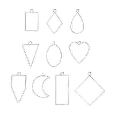 10Pcs Alloy Open Back Bezel Pendants