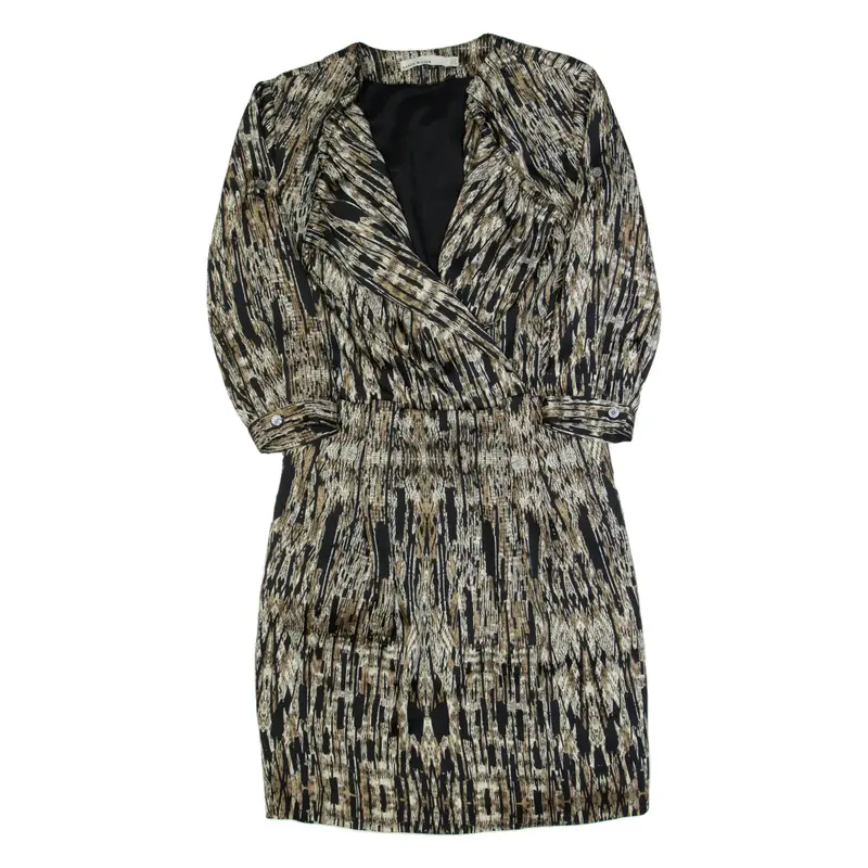 KAREN MILLEN Womens Pencil Dress Brown Crazy Pattern Knee Length UK 10
