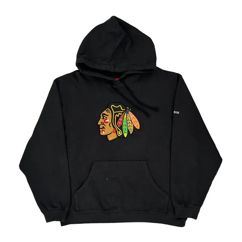 Chicago Blackhawks Reebok Nhl Hoodie - Large Black Polyester