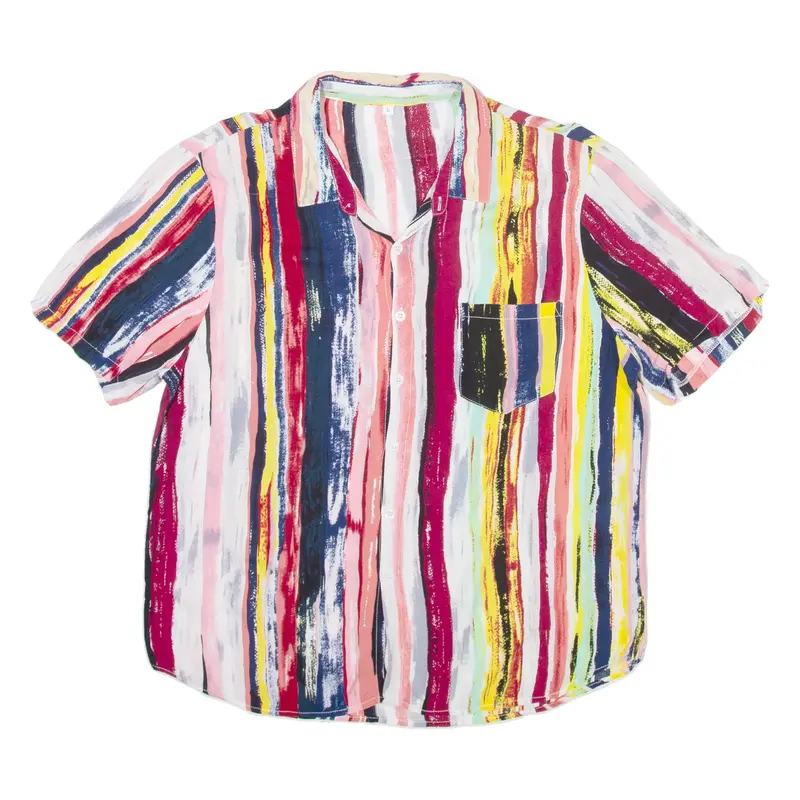 Mens Shirt Pink Viscose Striped L
