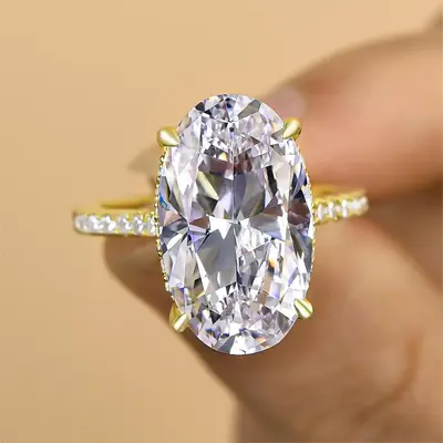 Effinny 8.0ct Luxurious Oval Cut Engagement Ring For Women, 925 Sterling Silver Promise Ring, 5A Cubic Zirconia Bridal Ring f...