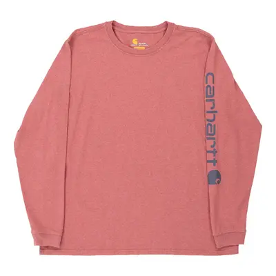 Carhartt Spellout Long Sleeve T-Shirt - XL Pink Cotton