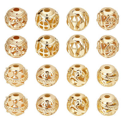 32Pcs 8 Style Alloy Hollow Beads