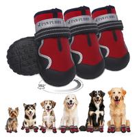 Anti-Slip Dog Boots 4PCS Waterproof Adjustable Secure Fit Plush Snow Shoes for Medium to Large Dogs Ideal for Outdoor Activit...