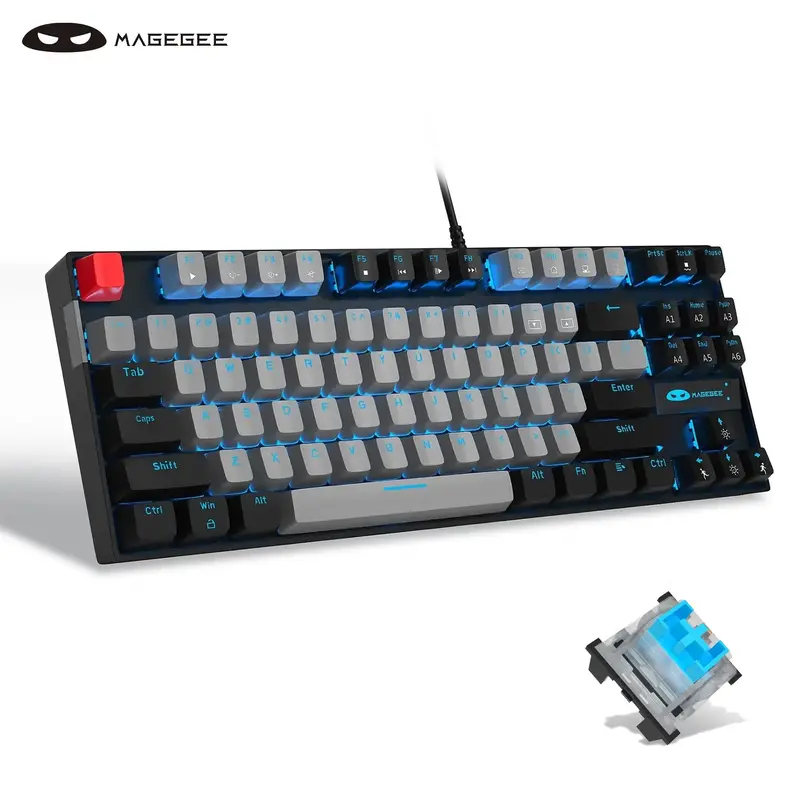 MageGee Mechanical Gaming Keyboard with Blue Switch for Windows Computer, Compact 87 Keys Wired Computer Keyboard for Windows...
