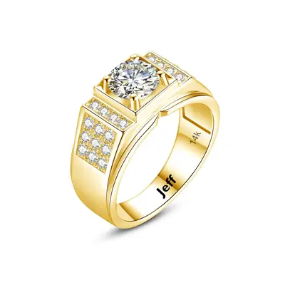 10K Gold 1.5 CT Round Moissanite Engagement Ring for Men