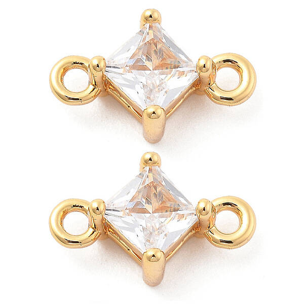 Brass Clear Cubic Zirconia Connector Charms