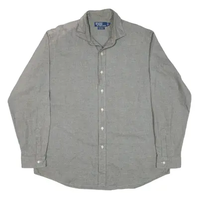 POLO RALPH LAUREN Mens Plain Shirt Grey Long Sleeve XL