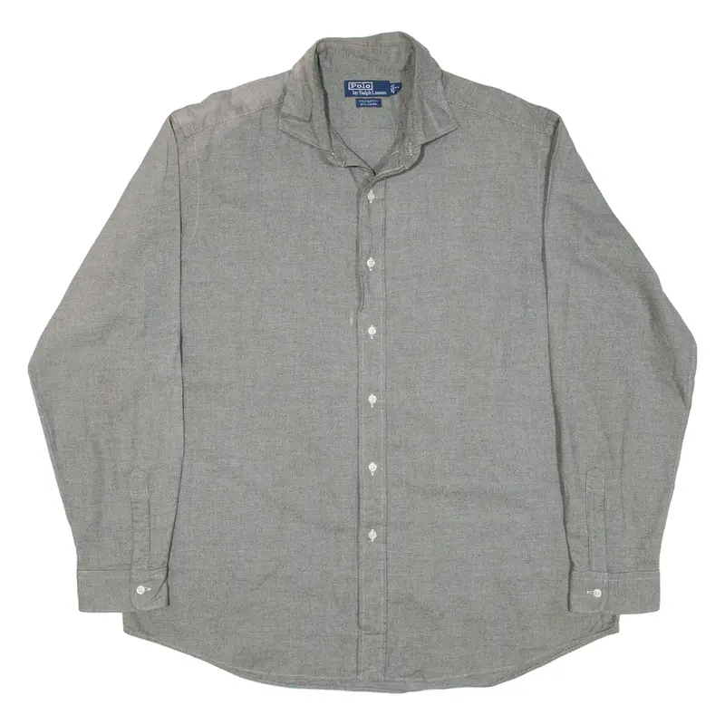 POLO RALPH LAUREN Mens Plain Shirt Grey Long Sleeve XL