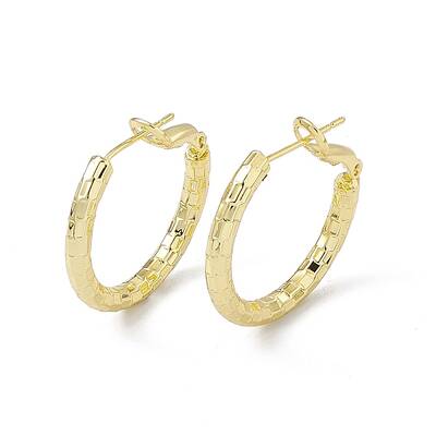 Rack Plating Brass Rectangle Pattern Huggie Hoop Earrings for Women