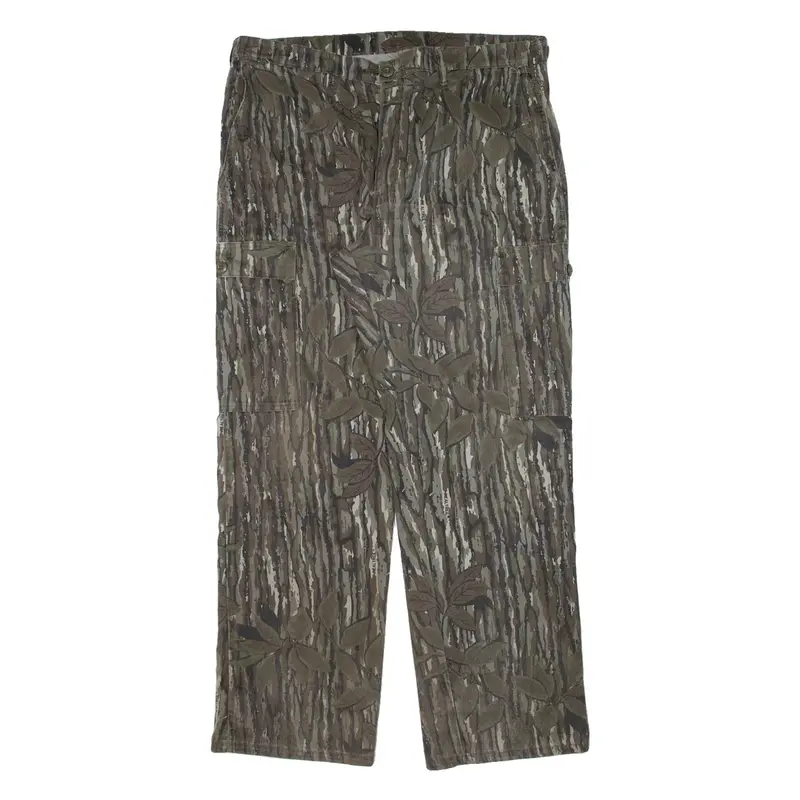 Realtree Woodland Camo Cargo Mens Trousers Green Relaxed Straight W38 L31