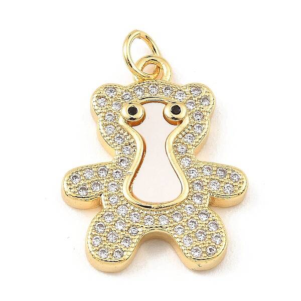 Brass Cubic Zirconia with Shell Pendants