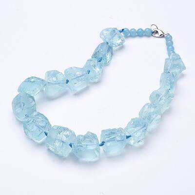 Rough Synthetic Aquamarine Beaded Necklaces