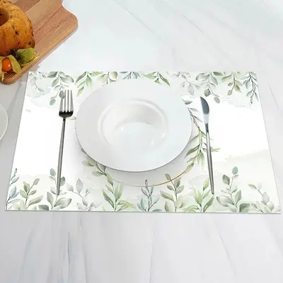 White Greenery Natural Spring Set Of 4 Placemats - Aperturee