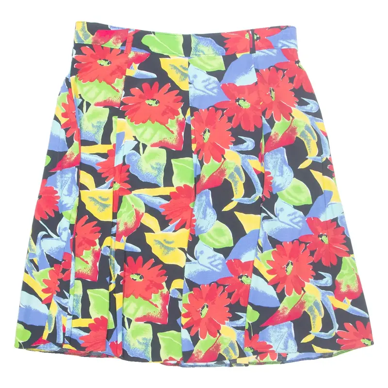 Womens A-Line Skirt Red Knee Length Floral UK 16