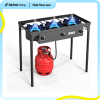 ROVSUN 1/2/3 Burner Propane Gas Stove, 75000BTU/150000BTU/225,000 BTU High Pressure Outdoor Camping Burner with CSA Listed Re...