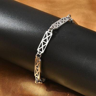 304 Stainless Steel Rectangle Link Bracelets for Men & Women