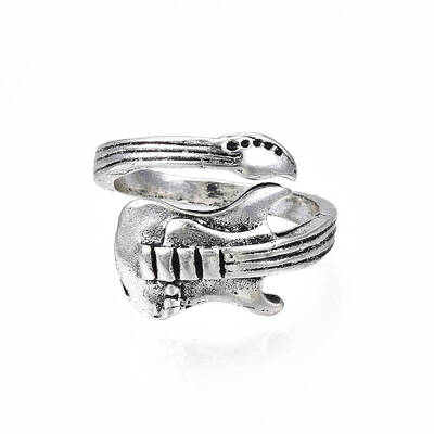 Guitar Alloy Open Cuff Ring for Men Women