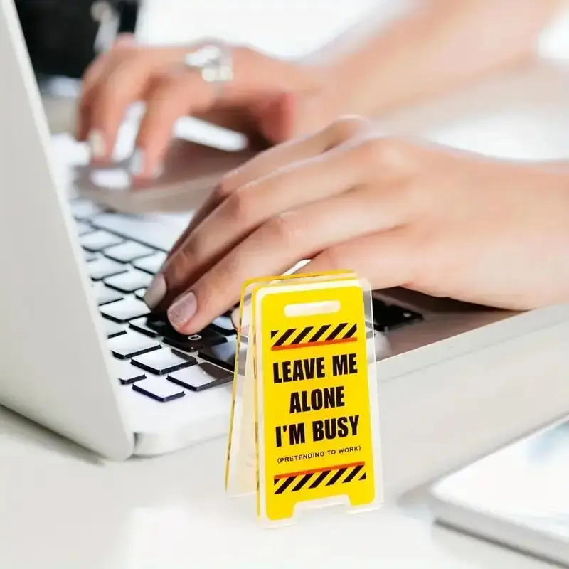 Leave Me Alone I'm Busy Letter Pattern Acrylic Desktop Sign, 2 Counts/set Humorous Office Desktop Decoration, Multifunctional...