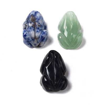 Natural Mix Gemstone Frog Healing  Figurines