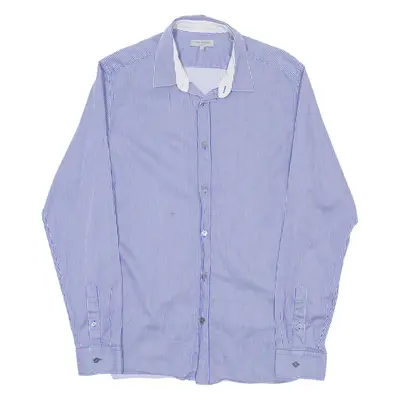 TED BAKER Mens Shirt Blue Striped Long Sleeve M