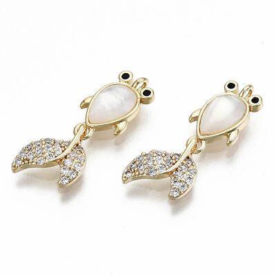 Brass Micro Pave Clear Cubic Zirconia Pendants