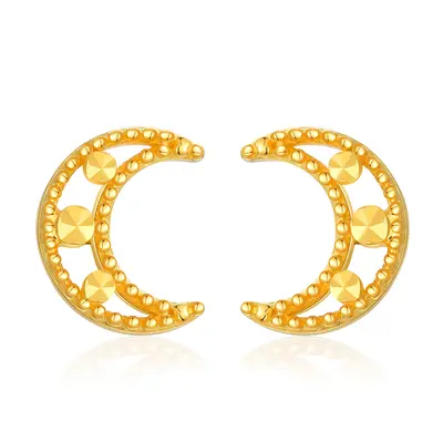 18K Gold Moon Stud Earrings