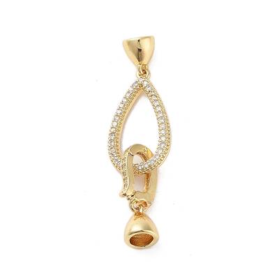 Rack Plating Brass Micro Pave Cubic Zirconia Fold Over Clasps