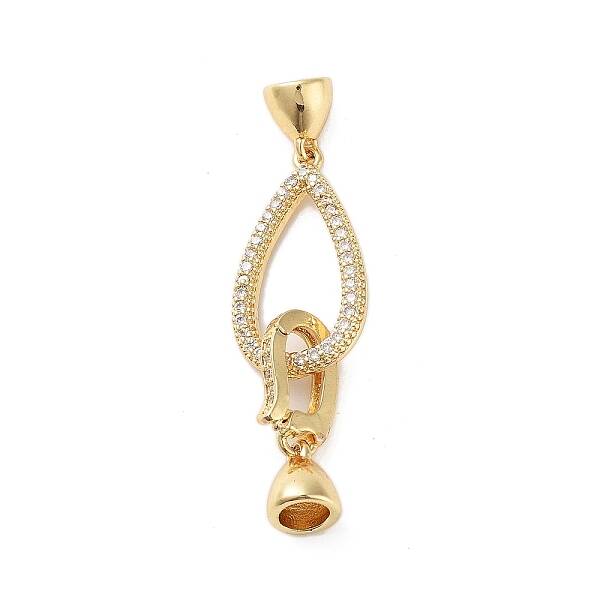 Rack Plating Brass Micro Pave Cubic Zirconia Fold Over Clasps