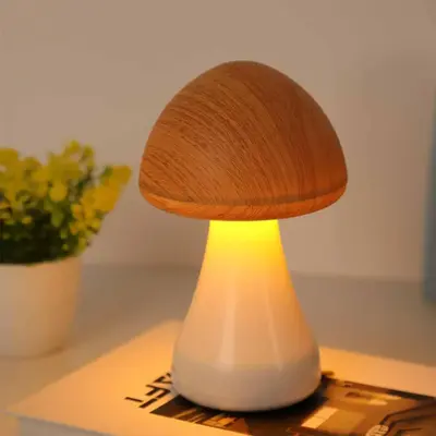 Mushroom Design Night Lights, USB Rechargeable 3-color Dimming Touch Sensor Table Lamp, Decorative Night Lights for Bedroom L...