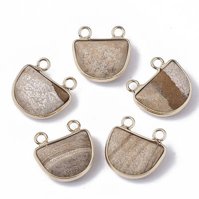 Natural Picture Jasper Semi Circle Pendants