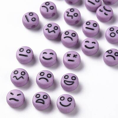 Opaque Medium Purple Acrylic Beads
