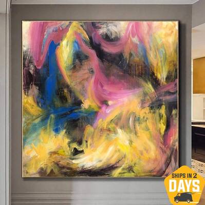 Colorful Painting Abstract Canvas Art Modern Painting Multicolor Abstract Wall Art Contemporary Wall Art Decor | SUMMER MOTIV...