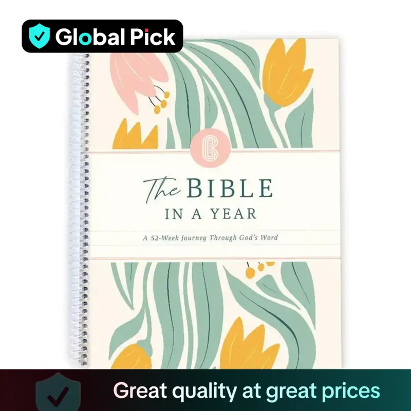 The Bible in A Year: A 52-week Study Plan with God's Word, Spiral Bible Study Guide for Woman & Man, Bible Study Plan, Weekly...