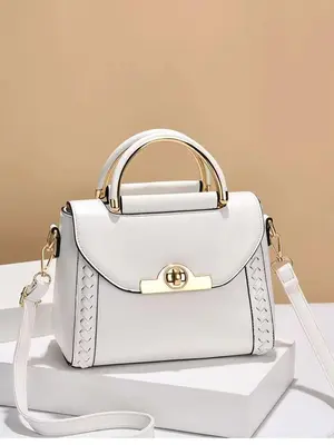 Women's Elegant Plain Pu Leather Handbag, Classic Single Shoulder Handbag, Fashionable Handbag, Suitable for Women, Newcomers...