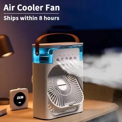 Portable 3 in 1 Air Conditioner Fan USB plug Fan with 3 Spray Speeds Electric Small Air Cooler LED Night Light Humidifier for...