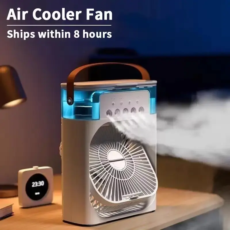 Portable 3 in 1 Air Conditioner Fan USB plug Fan with 3 Spray Speeds Electric Small Air Cooler LED Night Light Humidifier for...