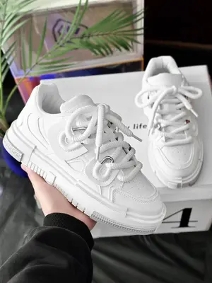 Bootlace Worm Lace-up Low Top Skate Shoes, Men's Sneakers, Casual Comfortable Sports Running Trainer Shoes, Designer Trending...