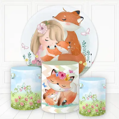 Aperturee Spring Floral Fox Butterfly Sweet Round Backdrop Kit | Round Party Backdrop | Round Backdrop Cover Diy | Custom Rou...