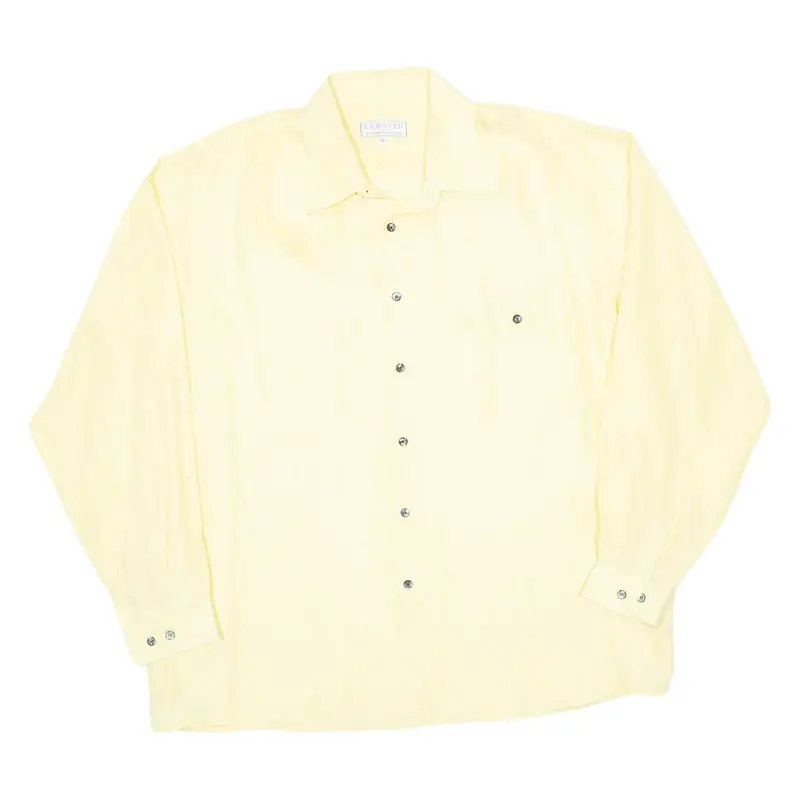 ICE WATER Mens Plain Shirt Yellow Long Sleeve XL